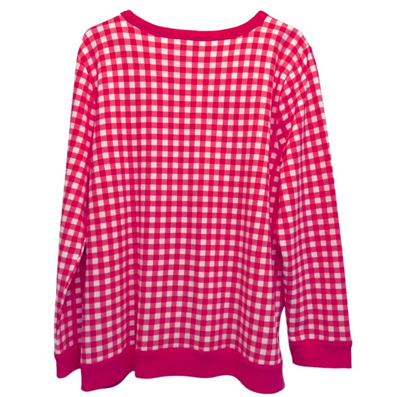 TALBOTS Punch Pink Gingham Crewneck Sweatshirt in XL Petite Style # P214013685 - Picture 3 of 5
